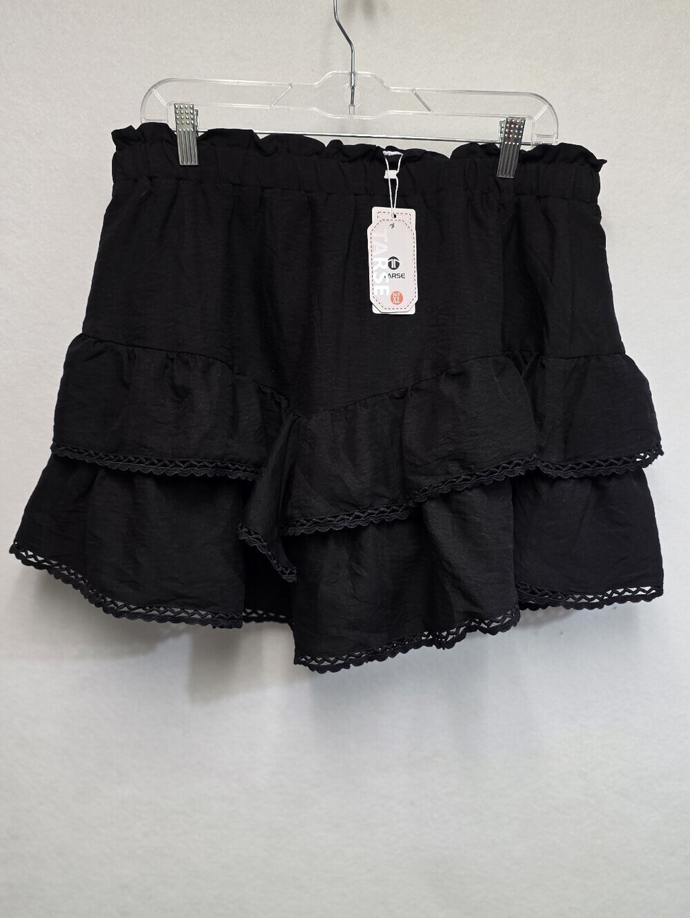 Terse Womens Size XL High Waist Black Tiered Lace-Trim Skort/skirt - Picture 11 of 13